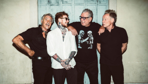 Image of Sex Pistols (Steve Jones, Paul Cook, Glen Matlock) featuring Frank Carter
